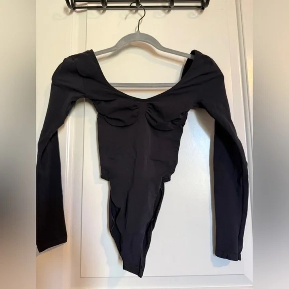 SKIMS Black Long Sleeve Shapewear Bodysuit